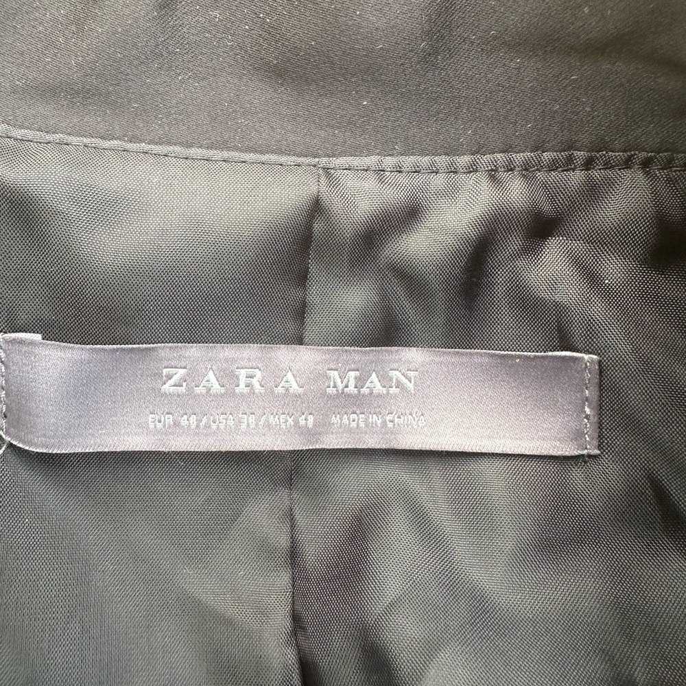 Zara Tweed Military-Style Blazer in Gray, Black & Gold Trim - Picture 9 of 9